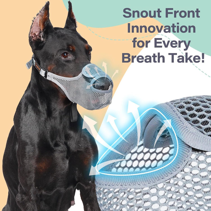 Muzzle for Dogs Muzzle Medium Dogs Muzzle for Large Dogs Muzzle Dog Adjustable Puppy Muzzles for Catching Biting, Licking and Chewing, Allows Panting and Drinking (L, Grey) - BeesActive Australia