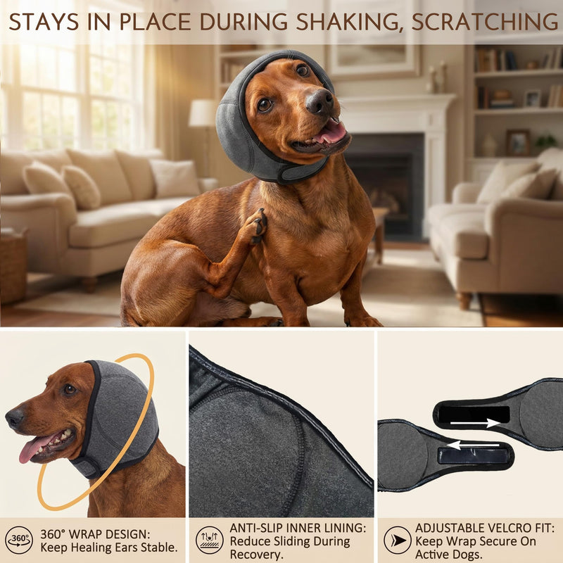 HOFi No-Shake Ear Wraps for Dogs: Reduce Ear Shaking by 95% During Hematoma Recovery - Secure No-Slip Fit After Surgery - Cone Alternative for Dachshund/Westie/Shiba Inu Small Breed