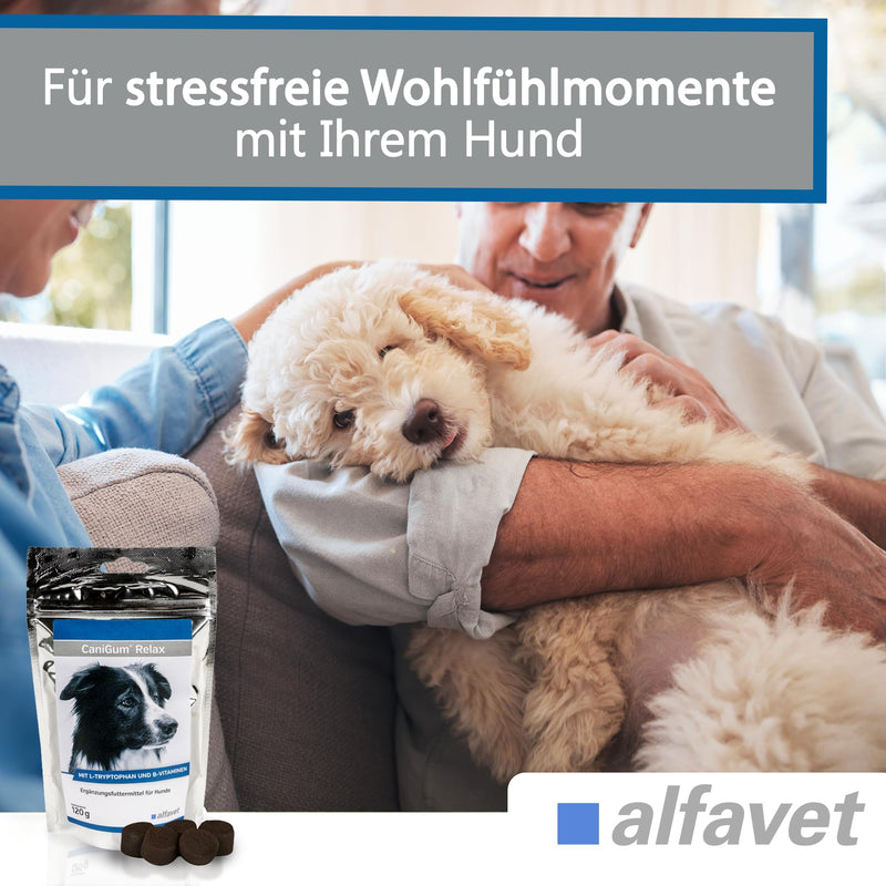 alfavet CaniGum Relax Chew Drops for Dogs (120 g) – Calming Supplement – With L-Tryptophan, B Vitamins, Magnesium & Herbal Blend