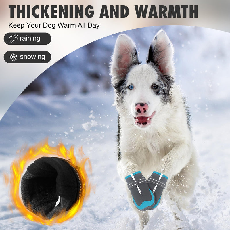 Dog Shoes for Large Small Medium Dogs Warm Non-Slip Protective Dog Boots for Winter Cold Pavement Waterproof Cotton Paw Protector for Snow Rain Outdoor (Blue, #1(2.16"*1.57")(L*W) for 11-26 lbs) BLUE #1(2.16"*1.57")(L*W)for 11-26 lbs - BeesActive Australia