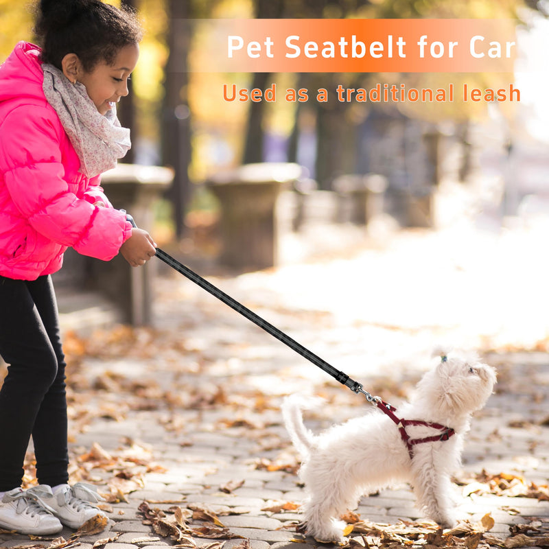 Dog Car Seat Belt for Car, 3 Piece Set Retractable Dog Car Harness Adjustable Reflective Dog SeatBelt for Vehicle Headrests, Dog Safety Restraint Seatbelt Heavy Duty& High Elastics, Black 2PCS Black - BeesActive Australia