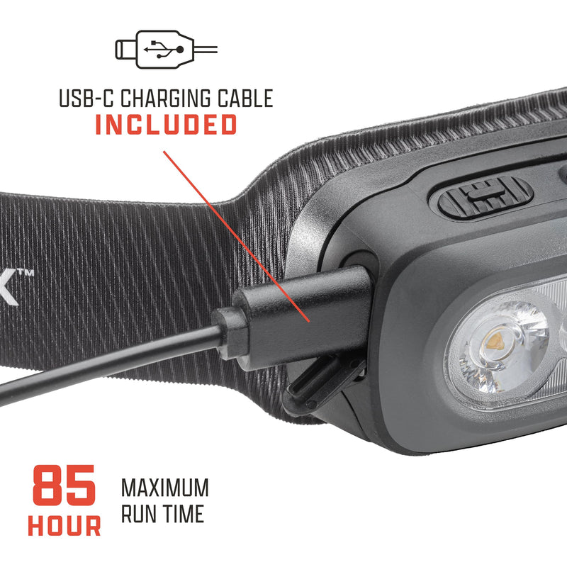AMPEX Head Lamp - Comfortable, Waterproof Headlamp Rechargeable with Bright LED, 85h Runtime, Red Mode - Outdoor Use, Hiking, Backpacking - 300 Lumens 300L Rechargeable Headlamp