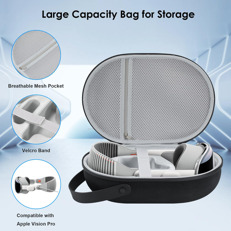 KANG YU Hard Carrying Case Compatible with Apple Vision Pro,Large Capacity Storage Travel Home Bag Waterproof Shockproof Portable Bag for VR Headset Controllers Accessories - BeesActive Australia
