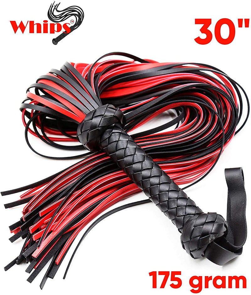 Whips 30" Leather Horse Crop, Red and Black Riding Crop Whip, Faux Leather Crop Whips, Leather Horse Crop Whip for Couples