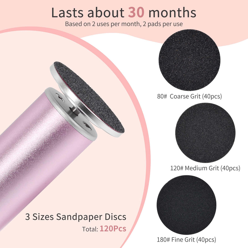 Rechargeable Electric Foot Callus Remover with 3-Sizes 120Pcs Sandpaper Discs, Professional 900RPM 3-Speed Control Aluminum Electric Foot File (E3 Rose Pink) Pink-recharge - BeesActive Australia