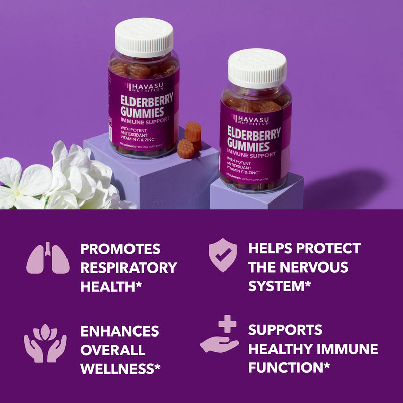 Sambucus Elderberry Gummies with Vitamin C & Zinc, Berry, 60 Servings | Vegan, Non-GMO, Gluten Free Elderberry Gummies, 100mg Extract Per Serving for Immune Support and Wellness Defense, 120 Count 120 Count (Pack of 1)