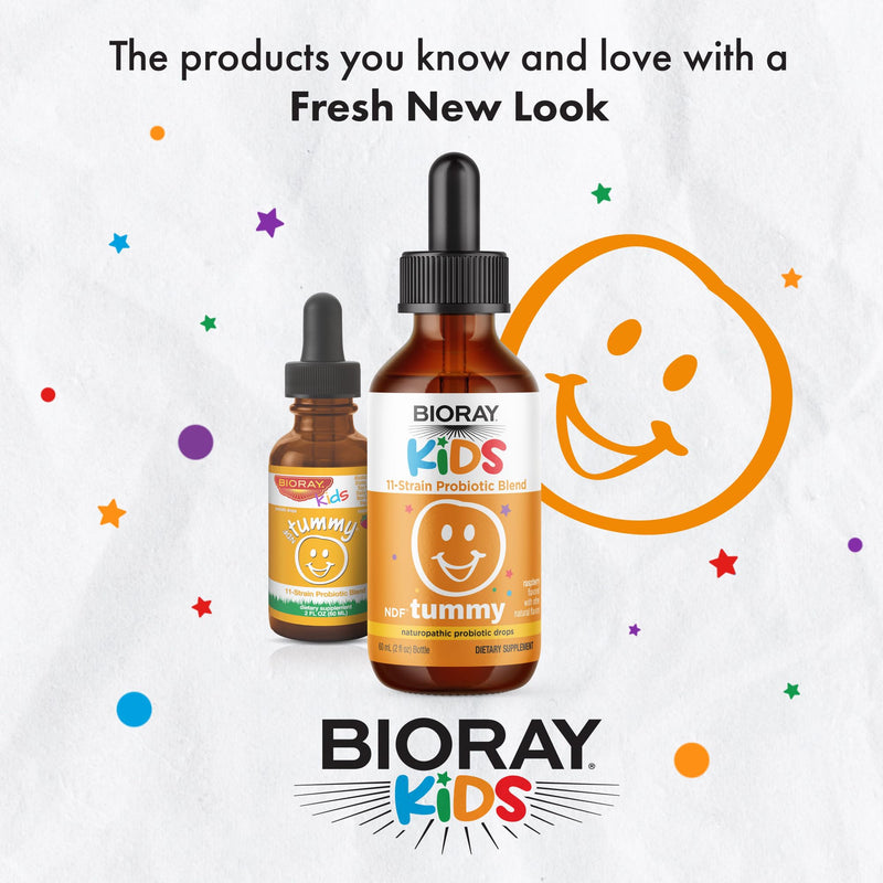 BIORAY Kids NDF Tummy, Raspberry - 4 fl oz (120 mL) - 11-Strain Probiotic Blend - Supports the Immune Response in the GI Tract - Non-GMO, Vegan, Gluten Free - Approx. 120 Servings