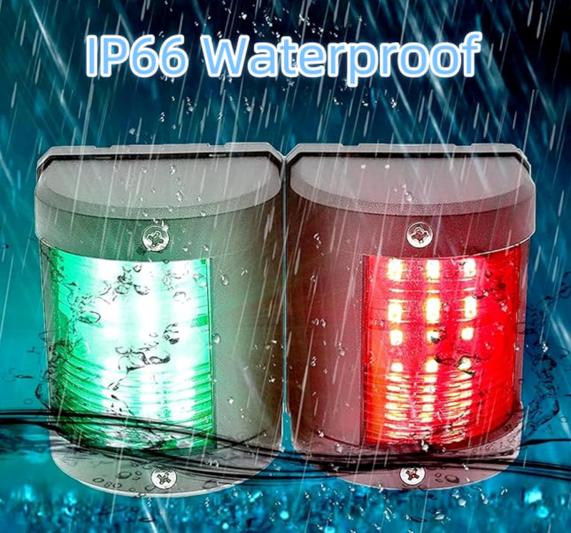 Boat 12V/24V Navigation Signal Light, IP66 Waterproof LED Indicator Red & Green (Pair) for Marine Yacht Accessories (Red+Green) Red+Green