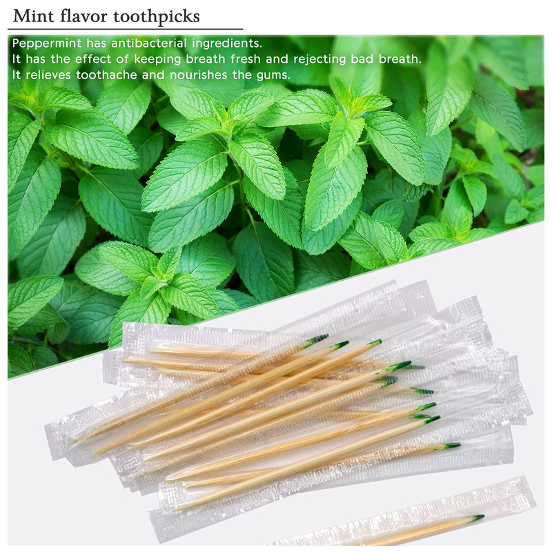 BLUE TOP Wood Bamboo Mint Individually Cello Wrapped Toothpicks 2.5 Inch Pack 1000,High Class Food Picks with flavor,Bamboo Mint Toothpicks for Appetizers,Cocktails,Fruits,Olive,BBQ picks. Mint Toothpick 1000 PCS - BeesActive Australia