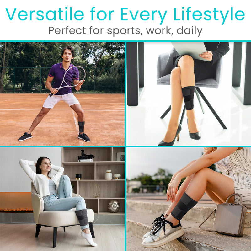 Vive Shin Splint Compression Wrap (Pair) - Adjustable Brace for Pain Relief, Support and Recovery - Lower Calf Compression Sleeve - for Medial Tibial Stress Syndrome and Anterior Shin Splints (Black) Black