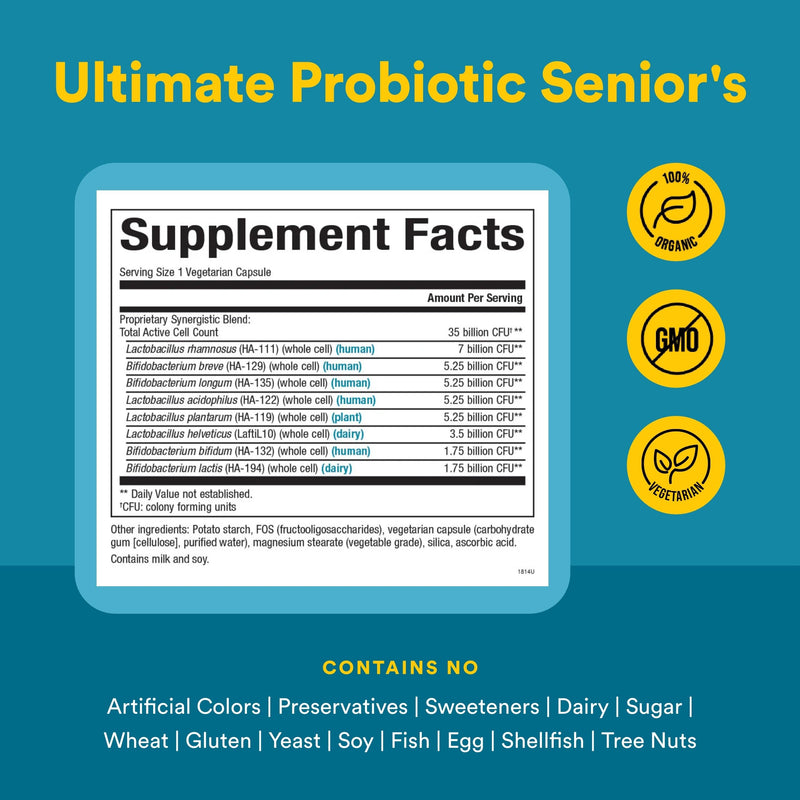 Natural Factors Ultimate Probiotic Senior's - Senior Supplement for Digestive & Immune Health - 35 Billion CFUs - Non-GMO & Gluten-Free - 30 Capsules (30 Servings) 30 Count (Pack of 1)