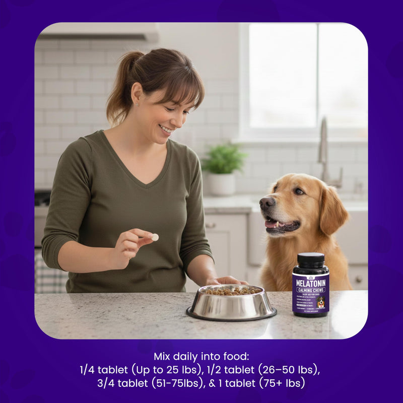 Melatonin for Dogs to Sleep (6mg Dog Sleep Aid) Dog Melatonin for Large Dogs - Help Reduce Stress from Storms, Separation & Anxiety - Puppy Calming Chews - 3rd Party Tested, 120 Chicken Flavor Tablets