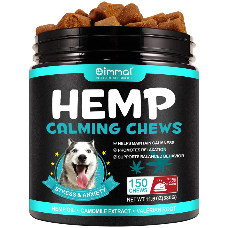 Calming Treats for Dogs, 150 Chews Hemp-Based Calming Chews for Dogs – Supports Relaxation During Separation, Barking, Fireworks & Thunderstorms – with Natural Ingredients (Peking Duck) Peking Duck