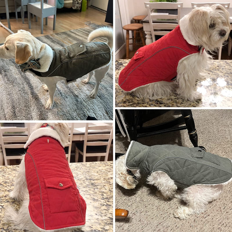 Malier Dog Winter Coat, Windproof Dog Cold Weather Coats with Real Pocket, Winter Dog Extra Warm Coat Dog Fleece Jacket Reflective Dog Clothes for Small Medium Large Dogs and Puppy (Red, X-Large) Red - BeesActive Australia