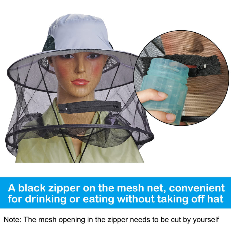 Sucrain 2 Pack Mosquito Head Net Hat Sun Hat Garden Bug Hat with Hidden Net Mesh for Outdoor Gardening Beekeeping 5-5 3/8 Beige + Gray