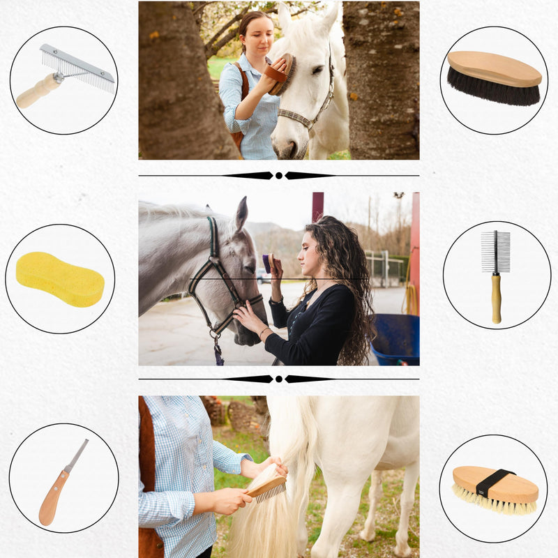 Horse Fly Boots Set of 4 | Fly Boots for Horses Set of 4, 18"x14" with Horse Grooming Set Included | Equine Fly Boots | Fly Leg Wraps for Horses | Warrior Fly Boots Horse Grey - BeesActive Australia