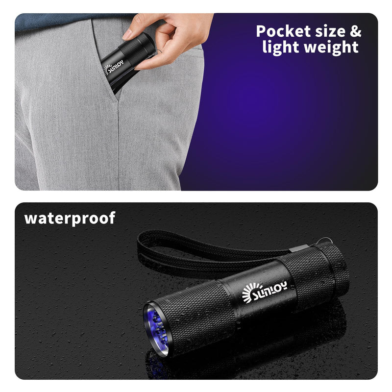 UV Flashlight Black Light, 5 Pack 9 LED 395nm Ultraviolet Blacklight Flashlight, Mini Portable Torch Light Pet Urine Detector for Dog/Cat Urine, Dry Stains, Bed Bug(15x AAA Batteries(Red)) Red - BeesActive Australia