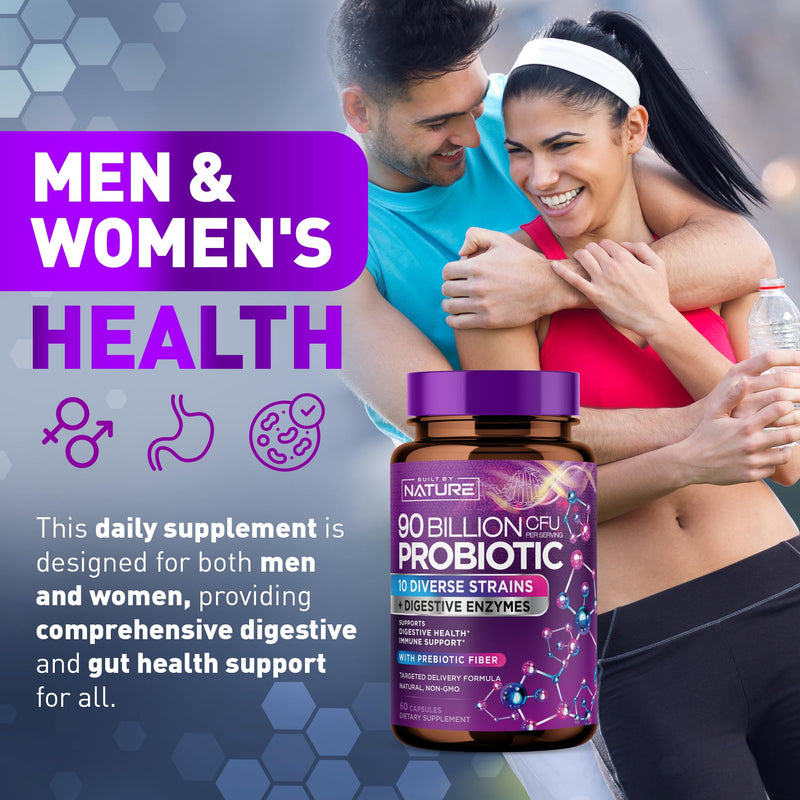 Built by Nature Probiotic for Men & Women, 60 Capsules | 100 Billion CFU