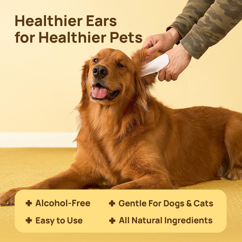 HICC PET Dog Ear Cleaner Wipes, Gentle Removes Ear Wax, Odour and Smell, Soothe Pet Ear Discomfort, All Natural Ingredients Dog Ear Wipes, Coconut Scent, 50 Count Coconut 50 Count