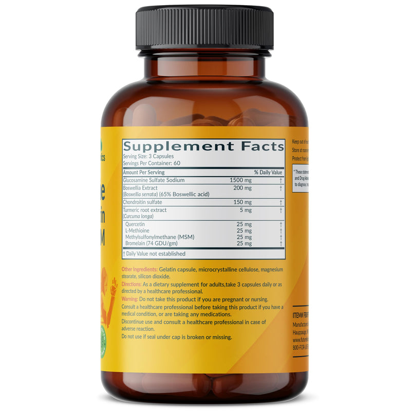 Futurebiotics Glucosamine Chondroitin Turmeric & MSM Advanced Joint Formula, Supports Healthy Joints & Mobility - Non-GMO, 180 Capsules 180 Count (Pack of 1)