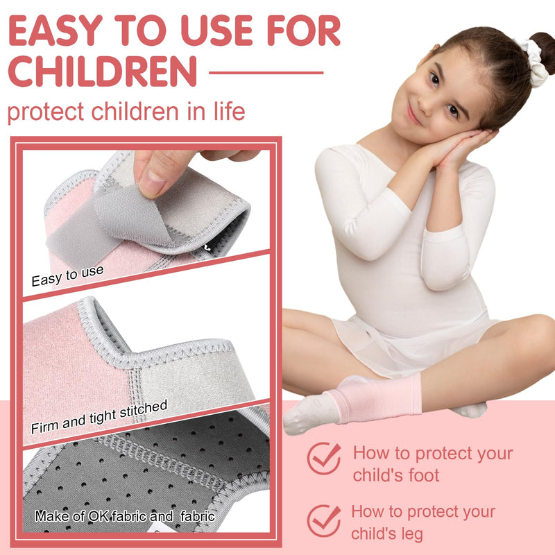 Tarpop 2 Pairs Kids Ankle Brace Set Foot Support Stabilizer Wraps Protector Guard Knitted Ankle Sleeve Sock Support Compression Socks for Injury Prevention(Pale Pink,Medium) Pale Pink Small