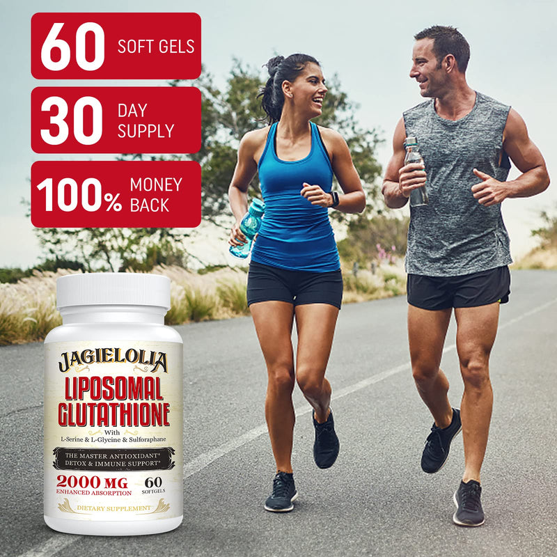 Liposomal Glutathione 2000 mg with L-Serine, L-Glycine & Sulforaphane ‚Äì Active L-Glutathione Unique Formulation to Enhance Absorption - Master Antioxidant, Detoxifying & Immune | 120 Softgels 60 Count (Pack of 2)