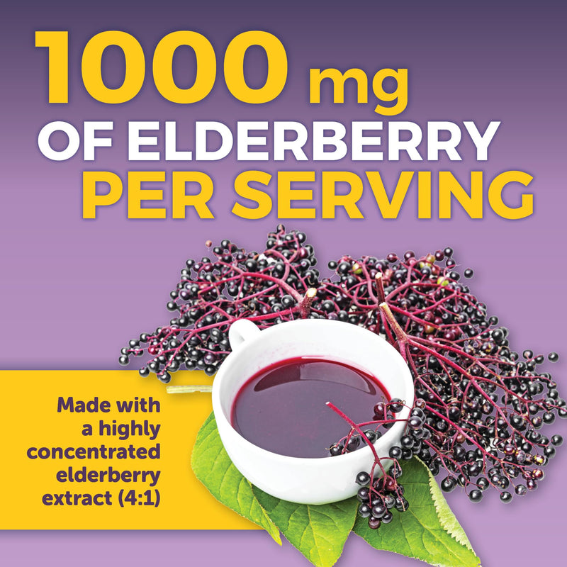 Viva Naturals Elderberry with Vitamin C and Zinc, 120 Capsules - 1000mg Sambucus Elderberry per Serving Immune Support Supplement, Black Elderberry Capsules for Adults, Elderberry Vitamins 120 Count (Pack of 1)