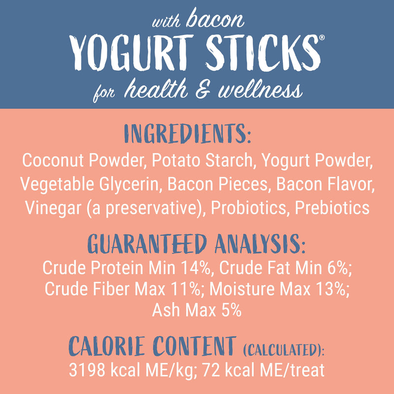 Himalayan Dog Chew Yogurt Sticks, Bacon Flavor, 5 Pieces, Pack of 4 | Prebiotic & Probiotic | Grain-Free | USA Made 4.8 Ounce (Pack of 4)