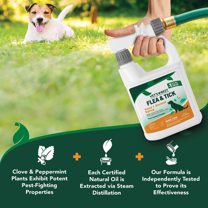 Bundle of Vet's Best Flea and Tick Yard & Kennel Natural Spray - 32 oz + Vet’s Best Flea & Tick Advanced Strength Natural Dog Shampoo - 12 oz