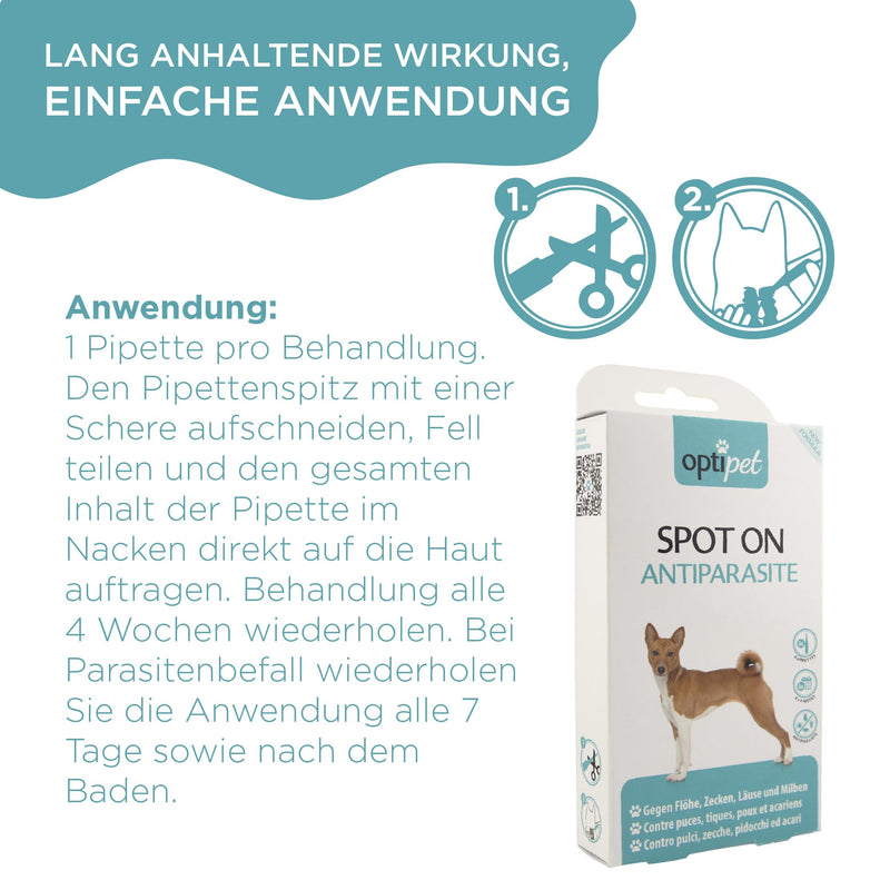 OptiPet Spot On 6x1.5ml pipettes for dogs, highly effective up to 24 weeks against mites, fleas, ticks, lice 6 pipettes - BeesActive Australia