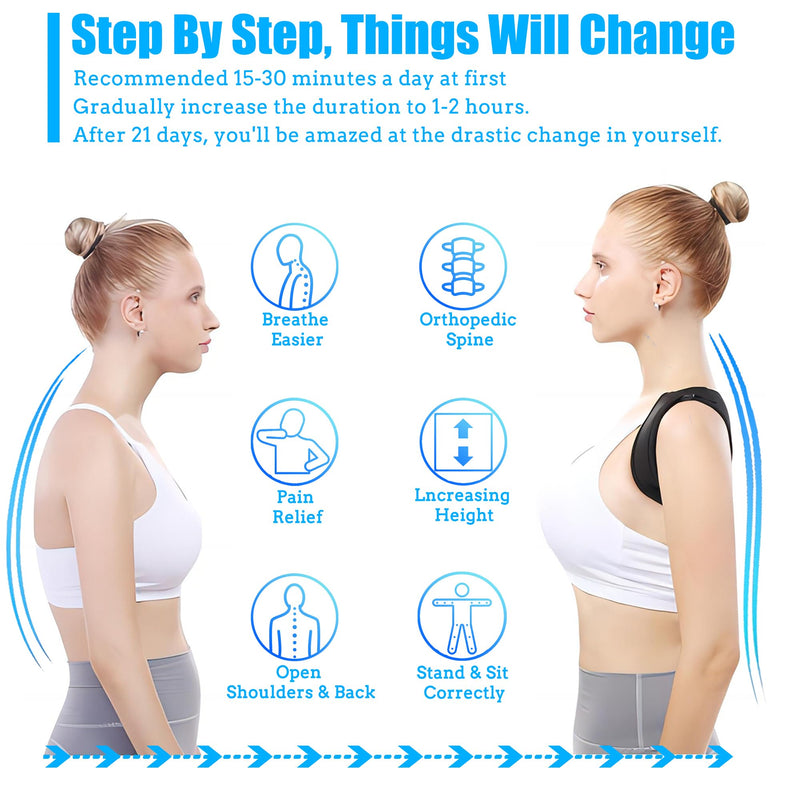Back Brace Posture Corrector for Men and Women - Invisible & Mesh Breathable Upper Back Brace - Adjustable Back Straightener - Relieve Shoulder, Neck & Back Pain, S(28-37inch) 1PCS