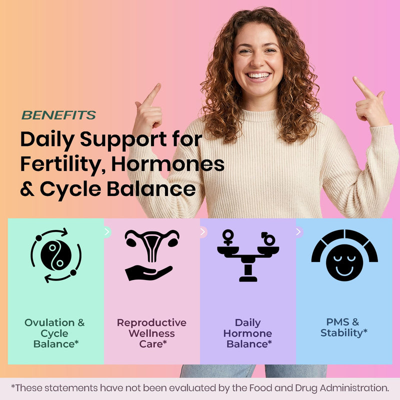Women’s Fertility, Ovulation & Cycle Support for Reproductive Balance & Conception | Inositol Blend with Myo-Inositol, D-Chiro, Vitex & Shatavari | PCOS & Hormone Balance | Vegan, Non-GMO, 120 Caps Fertility Hormones+