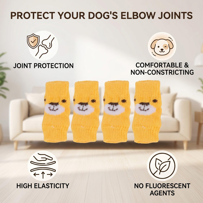 Zerodis 4pcs Pet Dog Elbow Protector, Elbow Support Wrap Pet Leg Warmers for Dogs Cats Knitted Dog Elbow Sleeve Leg Support Wrap Protectors M
