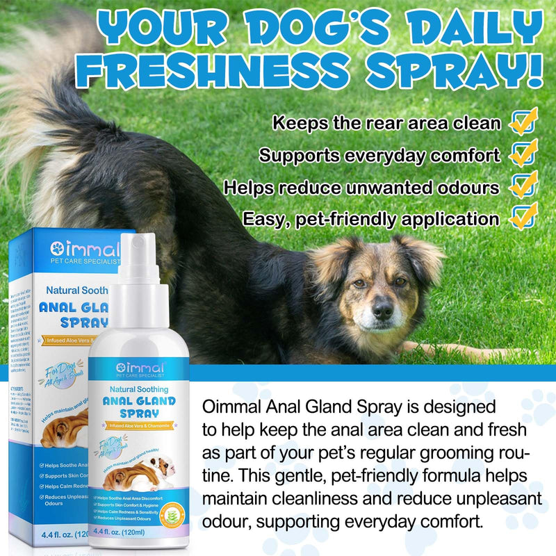 Dog Anal Gland Spray – Pet Bottom Hygiene & Freshening Spray, Helps Clean & Freshen Pet’s Bottom Area, Supports Normal Gland Function & Neutralises Odours
