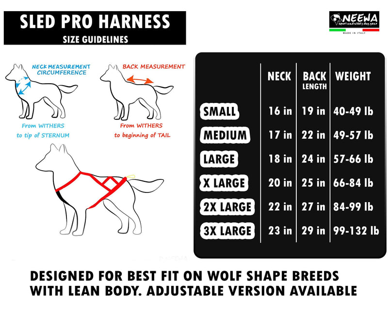 Neewa Pro Sled Dog Harness (Red, X-Large) X-Large (Neck 20 Chest 34 Back 23) - BeesActive Australia