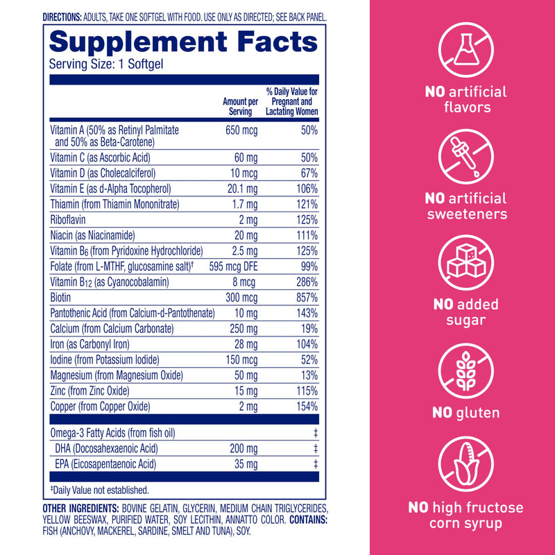 Enfamom Prenatal Vitamin Supplement for Pregnant and Lactating Women from Enfamil, 30 Softgels, Omega-3 DHA + Folate + Calcium