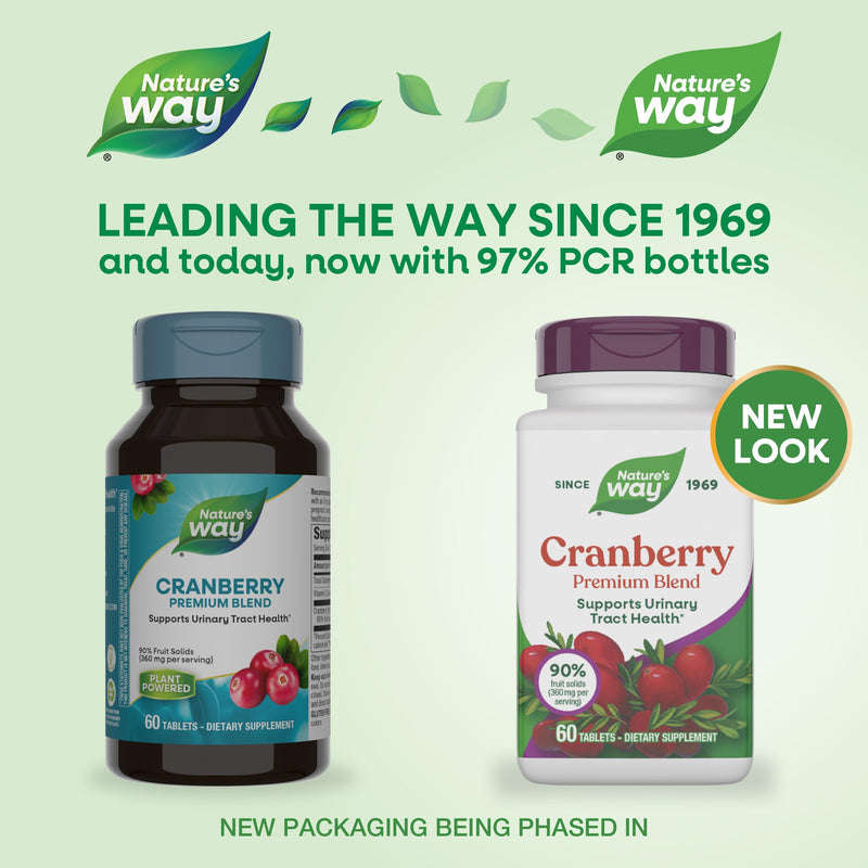 Nature's Way Cranberry Premium Blend with Vitamin C, 60 Tablets | Daily Cranberry Blend with 400 mg Cranberry Concentrate and Vitamin C for Antioxidant and Urinary Tract Support* 60 Count (Pack of 1)