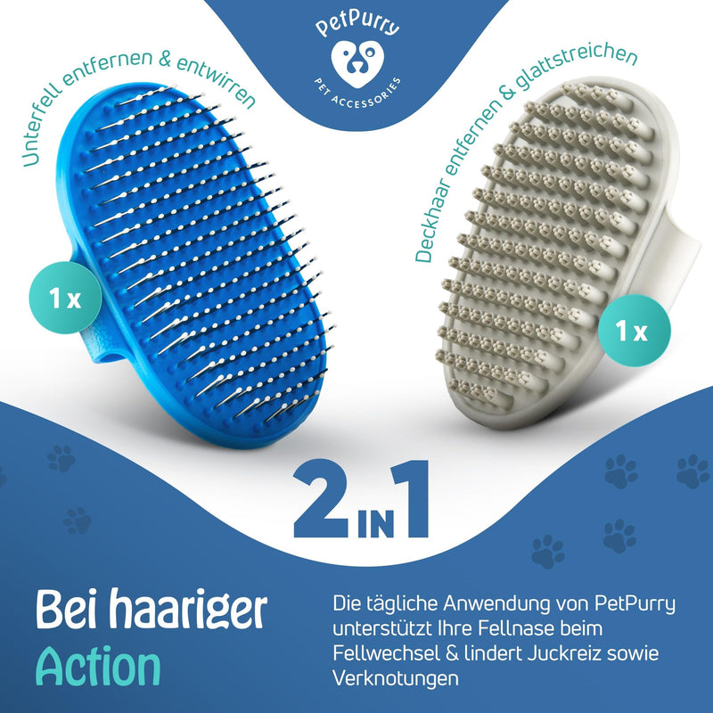 petpurry® dog brush for short hair (set of 2) - premium curry comb for undercoat and top hair - cat brush for dehairing pets - BeesActive Australia
