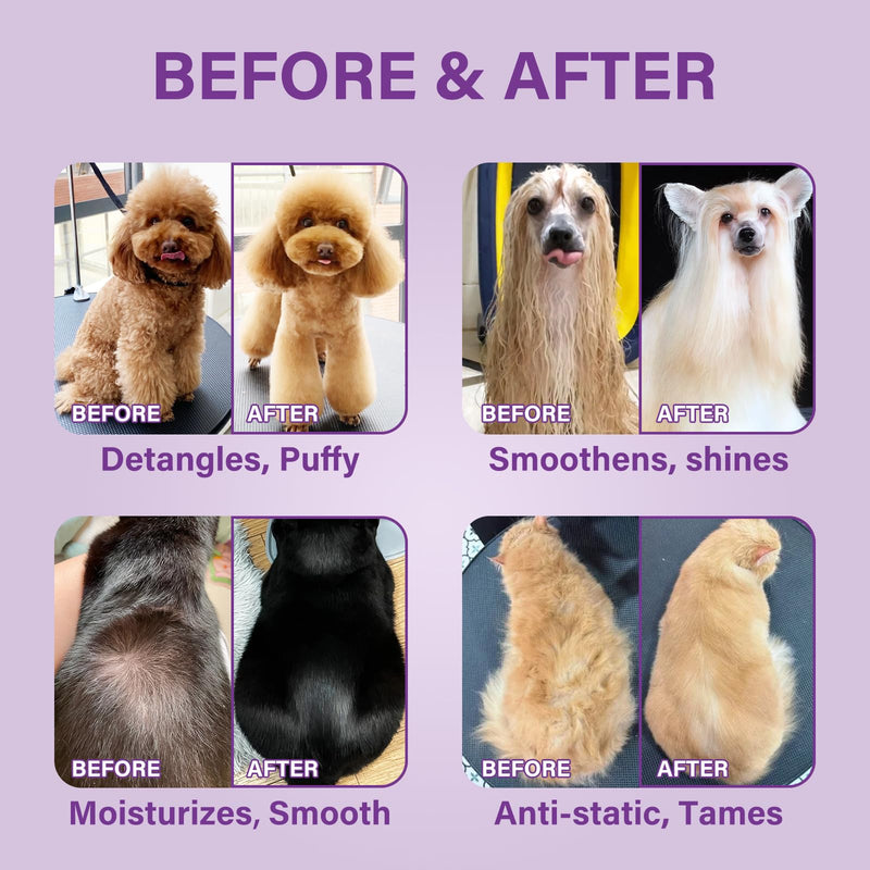 Pet Detangler Spray - Leave in Conditioner for Dogs & Cats -Tangle Remover Perfect for Doodles Shines Reduces Shedding Moisturizing with Coconut Oil, Jojoba Oil Lavender Scent 3.38fl - BeesActive Australia