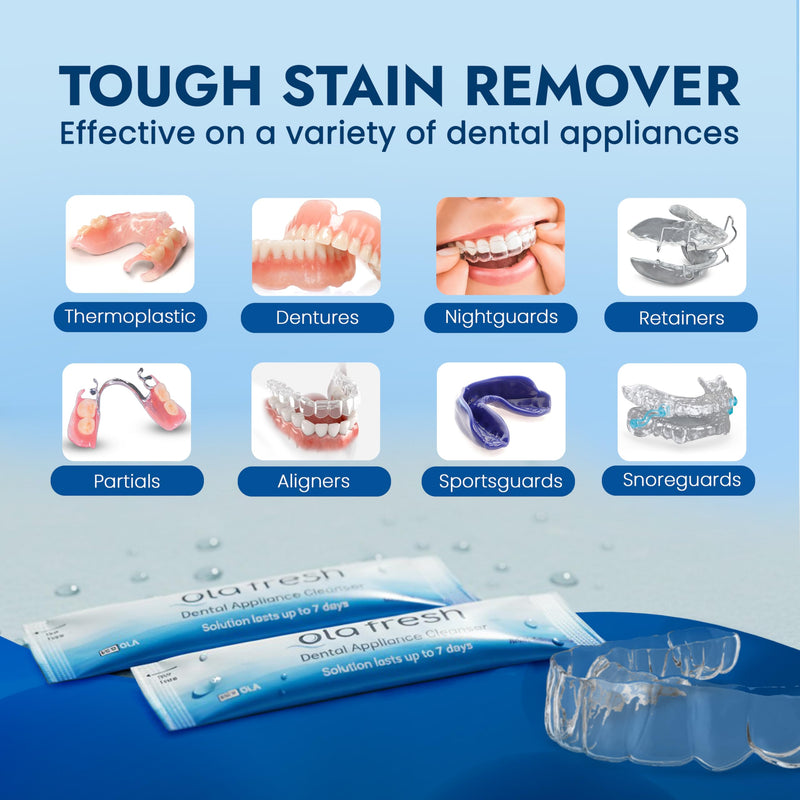 TCS Fresh Retainer Cleaner – Powder Solution for Denture, Aligner, Nightguard, Mouthguard & Retainer – Mint Essence Flavor, 12 Packets (3 Month Supply) ~3 Month Supply