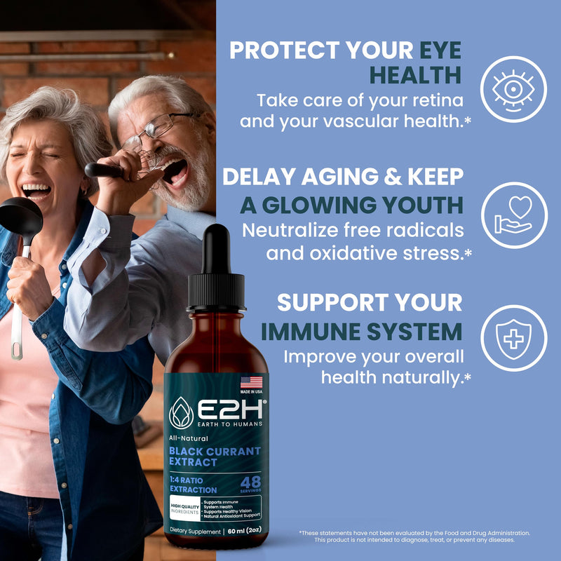E2H Natural Black Currant Extract, Cold Pressed Black Currant Seed - Immune System Health - Fast Absorbing Liquid (2 Bottles) 2 Fl Oz (Pack of 2) - BeesActive Australia