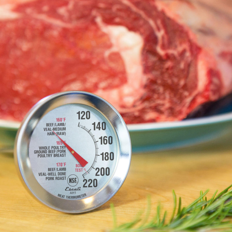 Escali AH1 2 Pack Oven Safe Meat Thermometers, Stainless Steel, Thermometer with 2.5 inch Large Dial, Oven and Grill Safe Temperature Gauge for Cooking, Roasting, Baking, Candy, Steak, Turkey Analog Silver 2 pack