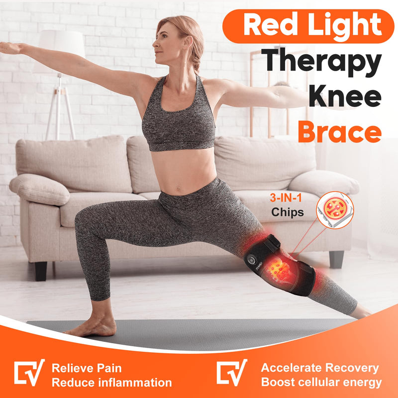 Red Light Therapy Knee Brace Infrared Light Therapy for Knee Pain Relief, 660nm & 850nm Infrared Red Heated Device for Body/Joint/Shoulder/Elbow, Wireless Portable, Gifts for Women Men 1 Pack - BeesActive Australia