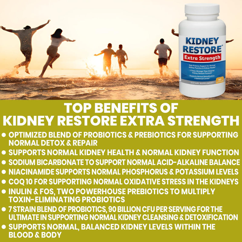Kidney Cleanse Detox & Repair - Created by Kidney Health Expert Living w/Transplant - US Made Kidneys Support Supplement for Detox, Flush Renal Vitamins & Renal Restoration 90 Capsules 90 Count (Pack of 1)