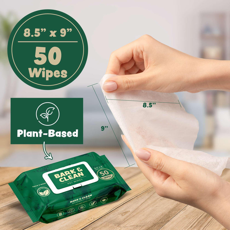 Dog Wipes for Cleaning and Deodorizing - 50 8.5" x 9" Bamboo Pet Wipes - Compostable, Hypoallergenic Puppy Wipes - Dog Wipes for Paws, Butt, and Body 50 Wipes (1 Pack of 50) - BeesActive Australia