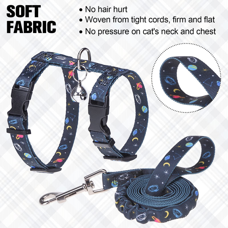 BEAUTYZOO Cat Harness and Leash Set Escape Proof for Walking, Kitten Soft Adjustable Vest Harnesses for Small Medium Large Cats, Easy Control Breathable Plaid Ribbon Nylon for Outdoor Indoor Use Black Star&Moon - BeesActive Australia