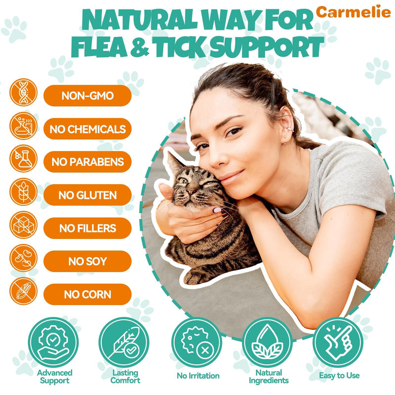 Flea and Tick Prevention for Cats, Natural Cat Flea Liquid Drops, Flea & Tick Supplement with Vitamins & Fish Oil for Cats Healthy Skin & Coat - All Breeds, Kittens to Senior Cat - Chicken Flavor