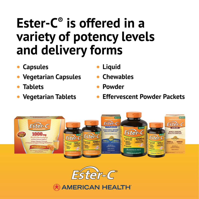 American Health Ester-C Vitamin C 500 mg Coated Tablets, Immune System Booster, Stomach-Friendly Supplement, 225 Count