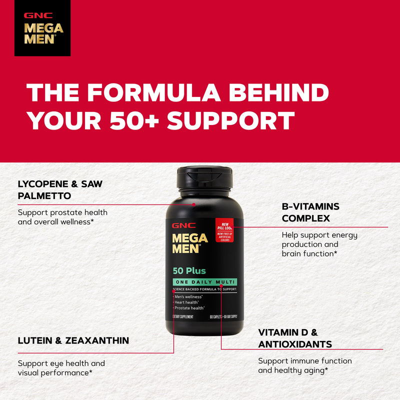 GNC Mega Men 50 Plus One Daily Multi, 60 Count, 60 Servings