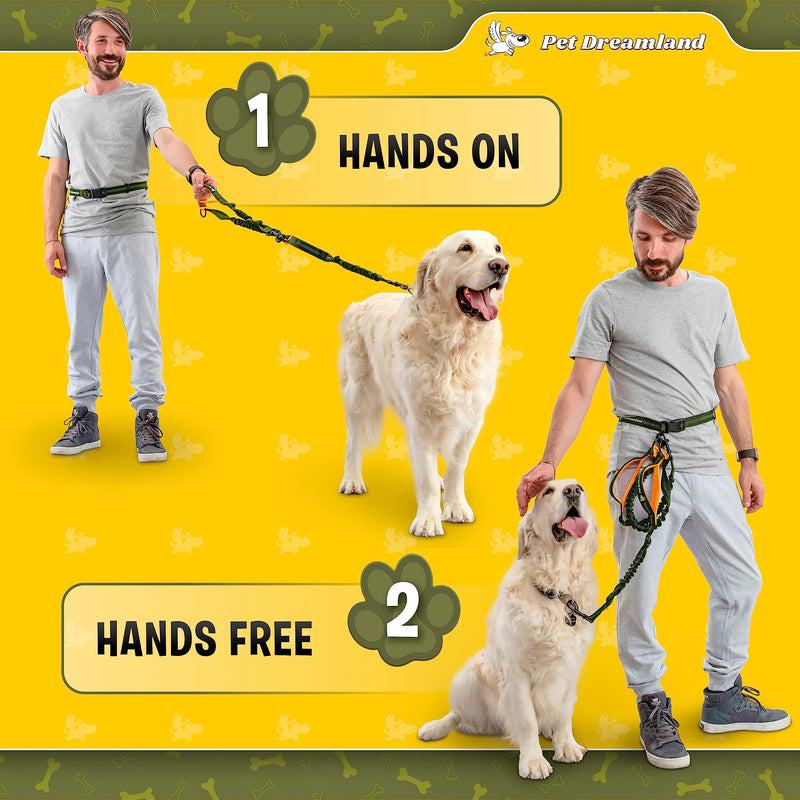 Pet Dreamland Exquisite Hands Free Leash for Large Dogs. Ultimate Comfort & Freedom for Running, Walking and Hiking. Premium Quality, Durable & Versatile Dog Walking Belt. Your Dog Will Love It. Khaki & Orange - BeesActive Australia